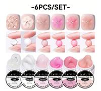 TEMU LILYCUTE 8ML 6pcs/SET Gel de Uñas 3D para Escultura y Construcción, Antiadherente, Sólido, Extensión, Modelado, Moldeado, Tallado, Diseño Floral, de Uñas, Gel de Construcción,