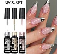 TEMU LILYCUTE Juego de 3 piezas de 5ml Gel de Uñas Metálico, Esmalte de Uñas Super con Espejo, Línea de , Pintura Graffiti, Gel Semipermanente para de Uñas