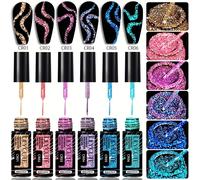TEMU LILYCUTE Set de 5ml 3/6 piezas de Esmalte de Uñas en Gel con Línea Reflectante Colorida, Súper , con Glitter , Línea de Ultra Delgada, Pintura, de Uñas, Graffiti, Esmalte en Gel con Rayas