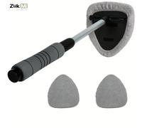 TEMU Limpiador de Parabrisas - Herramienta de Limpieza de Ventanas de Coche de Microfibra con Mango Extensible y Cabezal de Paño para Limpiar Vidrios Interiores y Exteriores del Auto