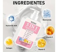 TEMU limpiador en uno ácido hialurónico, niacinamida, , E y colágeno para ayudar a la piel a despedirse de la sequedad y la opacidad, dejándola y . Su espuma limpia el aceite y la suciedad.