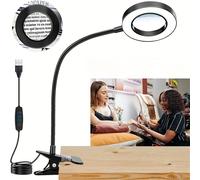 TEMU Linterna de escritorio con espejo magnificador para bordado, lámpara de belleza regulable en color y ajuste universal, protección , adecuada para lectura, oficina, talla manual y más