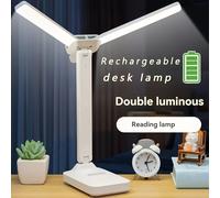 TEMU Linterna de escritorio LED ajustable de cabeza, lámpara regulable para estudio y lectura en dormitorios estudiantiles, luz nocturna dual con control táctil y carga integrada