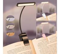 TEMU Linterna de Libro LED Recargable con Clip y Cuello de Ajustable, 3 de Color Niveles de - para Leer por en la Cama, Estudio o - Regalo Ideal para Amantes de los Libros