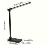 TEMU Linterna de mesa LED de cabeza con cuello ajustable, tecnología de cuidado en 5 de color, control táctil, enchufe USB, función de memoria y temporizador automático para leer, estudiar y trabajar