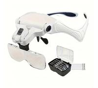 TEMU Linterna Frontal LED de 5 Lentes HOTU - Luz y Sin Manos para Leer, Inspeccionar Joyas y Trabajos Cercanos - Diseño Ajustable y Flexible con Correa Cómoda para la Cabeza (Pilas No Incluidas), Hotu