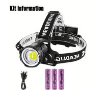 TEMU Linterna Frontal LED Paweinuo Ultra- XHP70 - Alcance de , Duración de 12 Horas, Recargable con Zoom y 3 de Iluminación, Indicador de Batería, Ideal para Acampar, Pesca Nocturna, Correr y al