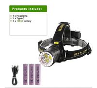 TEMU Linterna Frontal Ultra 3xXHP70 con Sensor de IR, Batería Recargable y Correa Ajustable - Alcance de 1000 m, 4 (//Estroboscópico), Aleación de Aluminio para Camping, Pesca, Ciclismo y Emergencias