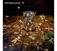 TEMU Linterna LED de con Energía Solar - Impermeable, Luz Colgante Exterior de Hierro Fundido Esmerilado con Diseño Complejo de Recorte de para Jardín, Patio, y Decoración Paisajística