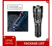 TEMU Linterna LED Ultrabrillante con Zoom, Recargable por USB, Atenuación , Batería 18650, Carga Rápida Tipo-C, Mecánico, Aleación de Aluminio, para Acampar y Pescar al , Linterna Recargable