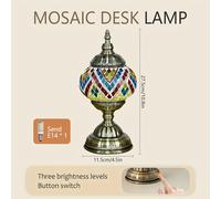 TEMU Linterna -marroquí, base bronceada, vidrio mosaico a , luz nocturna bohemia, decoración para dormitorio, regalos festivos ( bombillas LED)