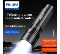 TEMU Linterna Philips telescópica con zoom , ultra- para larga distancia, portátil al , ultralarga, indicador de potencia inteligente, regulación , carga Type-C para múltiples