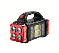 TEMU Linterna Solar Portátil de 4 LED, Lámpara de con Luz Lateral COB y Carga USB - Dual Frontal y Trasera Blanca/Amarilla para Camping, Senderismo, , Reparación y Pesca