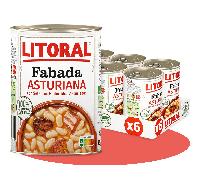 TEMU LITORAL Fabada Asturiana, Plato Preparado de Fabada Asturiana con Embutido Selecto, 420g, Pack Ahorro de 6 Unidades