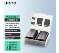 TEMU LLANO Estuche LP-E6 para Cámara y Tarjetas de Memoria - Resistente e Irrompible en PP Duro con Espuma, Capacidad para 2 Canon DSLR y 2 SD/TF (Compatibles con Canon R6/R5/70D/60D/7D/5D /III/IV)