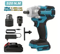TEMU Llave de impacto eléctrica sin escobillas de 520N.M recargable, llave de 1/2 compatible con batería Makita 18V, elección ideal para construcción y carpintería