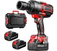 TEMU Llave de Impacto Inalámbrica 700 Nm, con 2 Baterías de Litio 4.0Ah y Cargador Rápido, 516 Ft-lbs 1/2 Llave Eléctrica sin Escobillas para Hogar y Auto, 5 Dados, 4 Tornillos, 4 Taladros