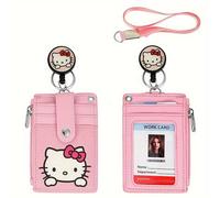TEMU Llavero con cordón para de identificación 2D de Sanrio Hello Kitty, 1 , clip de carrete telescópico, retráctil para tarjeta de para oficina