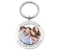 TEMU Llavero de Acero Inoxidable de Personalizado - Grabado con Texto y Foto, Regalo para de la /San Valentín/Navidad - Recuerdo para Familiares e