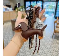 TEMU Llavero de Coche de Perro Dachshund de Cuerda Trenzada Creativa, Adorno de Bolsa de Cuerda de Nailon a