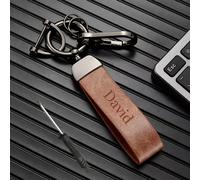 TEMU Llavero Personalizado con Grabado Láser de Tu /Texto - Anilla para Llaves de Coche en Cuero PU, DIY para Regalos de Día , San Valentín y Navidad - Estilo Retro, Compatible con los Vehículos