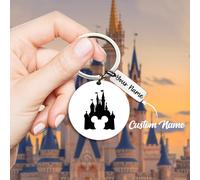 TEMU Llavero personalizado de Disney con grabado láser personalizado que un diseño de de Mouse de dibujos animados, de acero inoxidable, como una elegante decoración de colgante para mochila