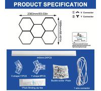 TEMU Luces de Garaje Hexagonales de Grado Comercial - LED Super 6500K Frío con Panel de Panal Ahorrador, Instalación Semi-Empotrada Adecuada para Garaje, Almacén, Concesionario de Autos y Gimnasio