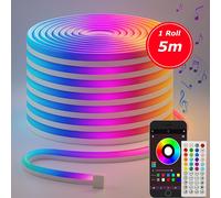 TEMU Luces de neón RGB de tres líneas, con control remoto y APP, color ajustable, se sincronizan con el de la a través de la APP, tira de luces de neón flexible para dormitorio y decoración navideña