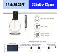 TEMU Luces LED Solares para Exteriores con Control Remoto, 8 de Iluminación, Regulables y de Calidad, Lámpara de Patio Irrompible para Camping y Decoración de Porche