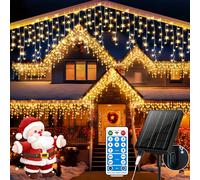 TEMU Luces Solares de Hielo para Exteriores 76.4ft 780LED 2400MA, Cadena de Luces Navideñas Conectables, Recargable por USB, 8 , Control Remoto Temporizado, Luces Intermitentes para Techo, , Fiestas y