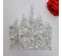 TEMU Lujosa lámina de plata y oro con aplicación de lentejuelas y cuentas para prendas de denim DIY - 23,5 cm x 9,25 pulgadas