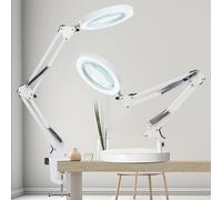 TEMU Lupa con luz y soporte, lente de vidrio de 10x, 3 de color, regulable, con clip, adecuada para leer, manualidades, trabajo .