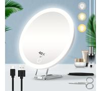 TEMU Lupa de 40X LED con Soporte, Tijeras y Pinzas, con Rotación Ajustable. un Espejo de Maquillaje de Viaje que , un Espejo de Maquillaje de Compacto de 6 Pulgadas, Colgante