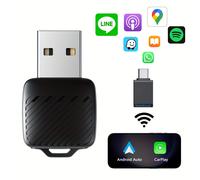 TEMU Lupuauto Mini Adaptador Inalámbrico 2-En-1 Carplay, Plug And Play, Interfaz Usb/Type-C, Fácil de Instalar, No Requiere Baterías, Adaptador Inalámbrico Carplay y Auto