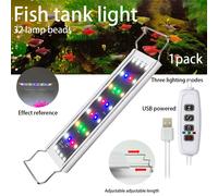 TEMU Luz de acuario LED de ajustable, USB, control de de 4 botones, 3 de iluminación, 10 niveles de , con temporizador para 3/9/12 horas, para acuarios interiores, no requiere batería