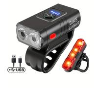 TEMU Luz de cabeza de bicicleta de aleación de aluminio ultra + luz de advertencia nocturna 6 , conjunto de luces de bicicleta con carga USB, accesorios para bicicleta