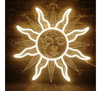 TEMU Luz de neón Bohemio Sol y Luna, retro LED , decoración colgante para dormitorio y salón, letrero de neón de plástico USB con control de , sin necesidad de batería.