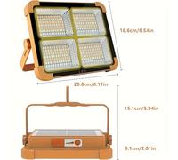 TEMU Luz de trabajo LED portátil con energía solar de 1 pieza con batería de iones de litio recargable, ajustable, carga USB, luz de emergencia para exteriores para el de trabajo