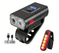 TEMU Luz delantera para bicicleta LED dual de luminosidad, recargable por USB, tus . Adecuada para bicicletas, bicicletas de montaña y bicicletas de pedales