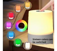 TEMU Luz nocturna táctil RGB con ajuste de , lámpara de mesa de dormitorio inteligente con luces de 16 colores cambiantes, lámpara de lectura ajustable, adecuada para dormitorio, baño y .