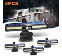 TEMU Luz Solar Deportiva de Clip para Exteriores, Juego de 4 Luces para Vallas con 36 LEDs Externos, Luz Solar Portátil de Seguridad, Lámpara de Pared Inundación Ideal para Vallas, Garajes y Camping