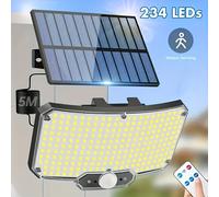TEMU Luz solar exterior de 234 LED con sensor de movimiento, luz solar con control remoto por infrarrojos, 3 con cable de extensión para patio, porche, camping y jardín trasero