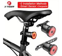 TEMU Luz trasera de bicicleta de aleación de aluminio con LED, con sensor de freno automático inteligente y 6 de iluminación, es un accesorio para luces traseras de bicicleta.