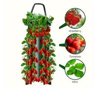 TEMU Maceta colgante para fresas - Bolsa de cultivo de fresas colgante de 3 niveles de estilo contemporáneo con 8 agujeros para plantar fresas, tomates, pimientos - Accesorio para macetas de jardín