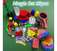 TEMU Mágico 25pcs Kit de de Magia para Adolescentes - Más de 300 Trucos, Manual de Instrucciones y Tutoriales de Video, Construcción de Plástico Duradero, Ideal para Principiantes de 14+ años