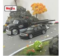 TEMU Maisto Camioneta con plataforma + Coche pequeño, Coche de juguete con remolque, Coche negro, Juguete para niños, Juego de de coche de aleación, Regalos de para niños, Sorpresa de vacaciones