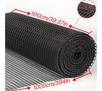 TEMU Malla Plástica Antienvejecimiento 1x10m Cuadrada, Reforzada y Negra, Malla Pesada para Jardinería, Valla Plástica Multiusos, Malla de Plástico para