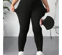 TEMU Mallas casual elásticas de cintura para mujer, de talla grande y color liso, se pueden usar en , verano, otoño e invierno, se pueden regalar, se pueden limpiar o lavar a máquina.