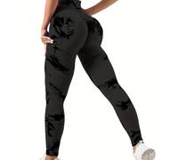 TEMU Mallas de Yoga Tie Dye Sin Costuras de Elasticidad con Control de Abdomen para Gimnasio