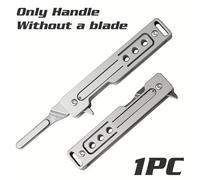 TEMU Mango utilitario plegable de acero inoxidable | Compacto, retráctil manual, adecuado para tallado artesanal y uso diario, mango de bolsillo, sin cuchilla